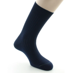 PERRIN – Chaussettes homme à côtes – Laine Bio – Marine