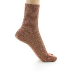 PERRIN - Chaussettes courtes à côtes en lurex - Brun